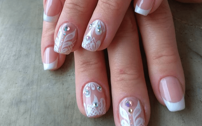 кружевные свадебные ногти маникюр архангельск